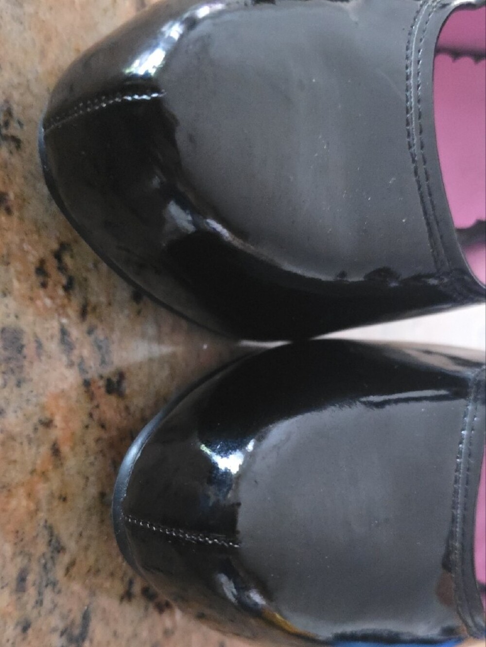 Ellie Black Patent Mary Jane Heels with Pink Insole - Picture 6 of 7